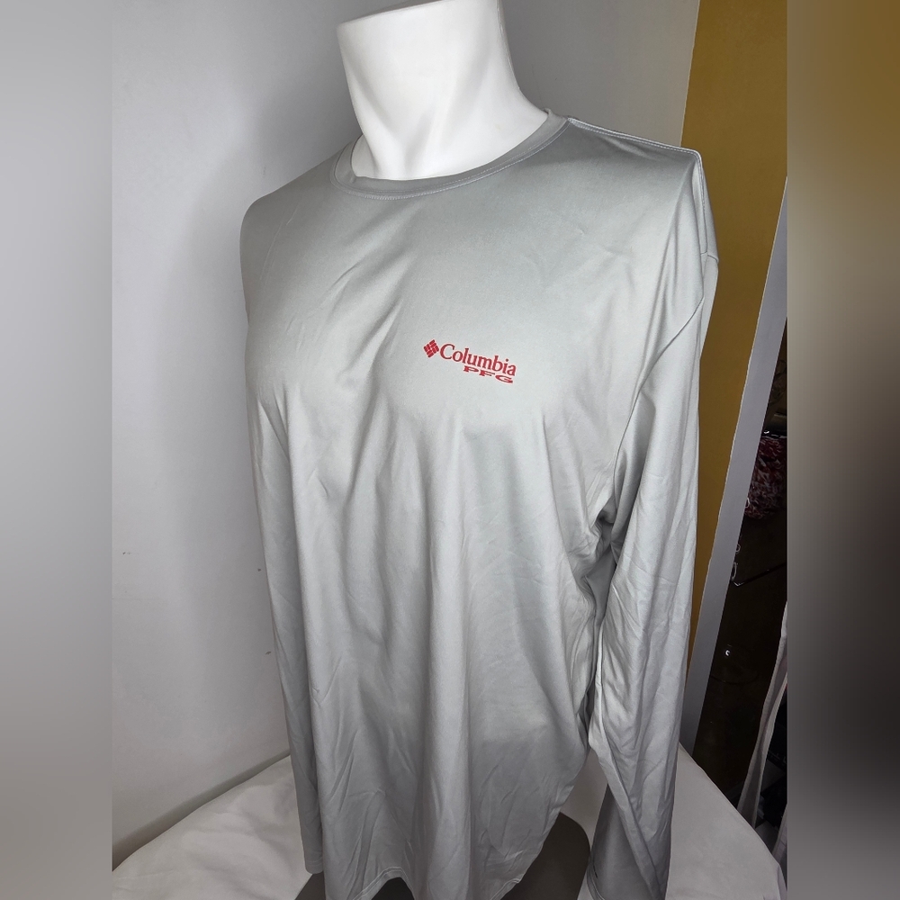 NWT Columbia XL PFG Fish Flag Gray long Sleeves Shirt - Picture 2 of 11